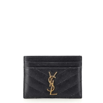 Saint Laurent Classic Monogram Card Holder Matelasse Chevron Leather