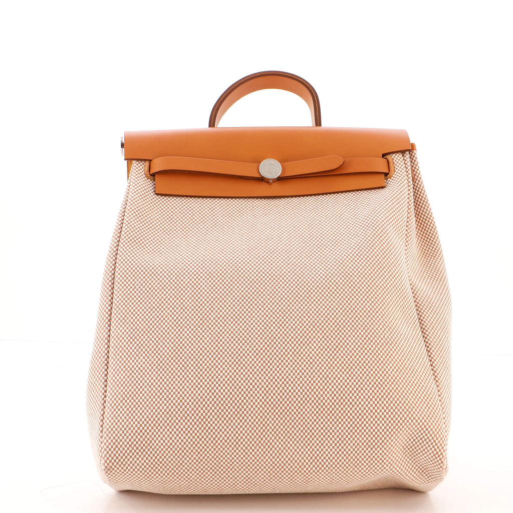Hermes Herbag A Dos Zip Backpack Toile and Leather Neutral  display picture 2