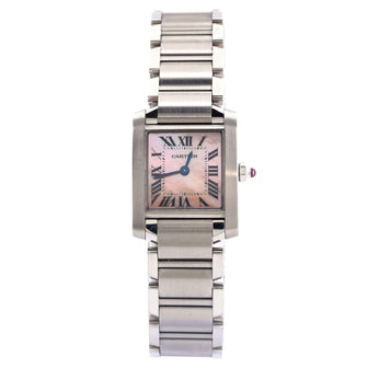 Cartier Tank Francaise Quartz Watch Stainless Steel with Mother of Pearl 20