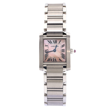 Cartier Tank Francaise Quartz Watch Stainless Steel with Mother of Pearl 20