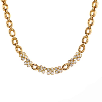 Van Cleef & Arpels Flower Chain Link Necklace 18K Yellow Gold with Diamonds