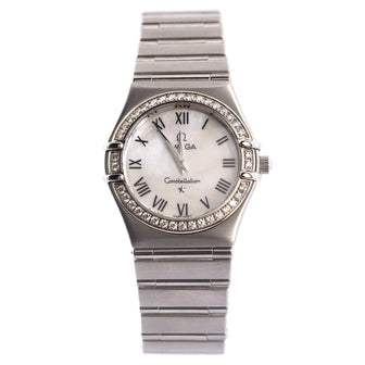 Omega Constellation 95 Quartz Watch Stainless Steel with Diamond Bezel and Mother of Pearl 25