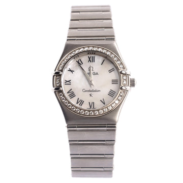 Omega Constellation 95 Quartz Watch Stainless Steel with Diamond Bezel and Mother of Pearl 25