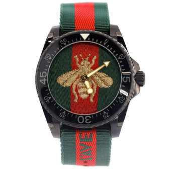 Gucci Bee Dive Quartz Watch PVD Stainless Steel and Fabric 45