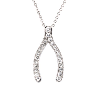 Tiffany & Co. Wishbone Pendant Necklace Platinum and Diamonds