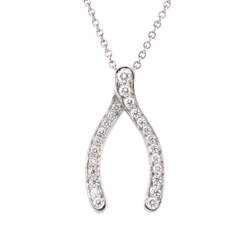 Tiffany & Co. Wishbone Pendant Necklace Platinum and Diamonds