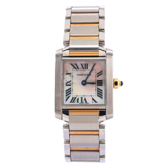 Cartier Tank Francaise Quartz Watch Stainless Steel and Rose Gold with Mother of Pearl 20