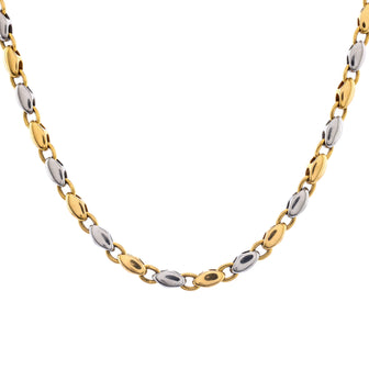 Bvlgari Two-Tone Chain Link Necklace Stainless Steel and 18K Yellow Gold