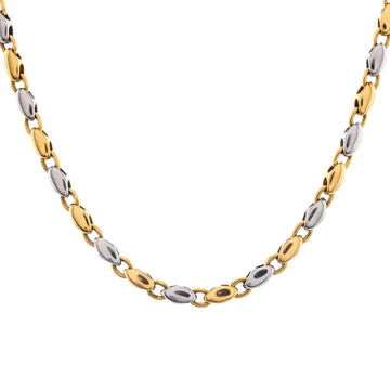 Bvlgari Two-Tone Chain Link Necklace Stainless Steel and 18K Yellow Gold