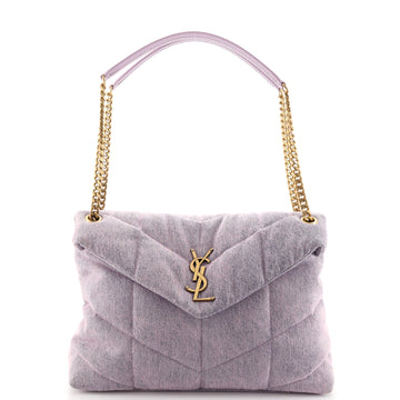 Saint Laurent LouLou Puffer Shoulder Bag Quilted Vintage Denim Medium