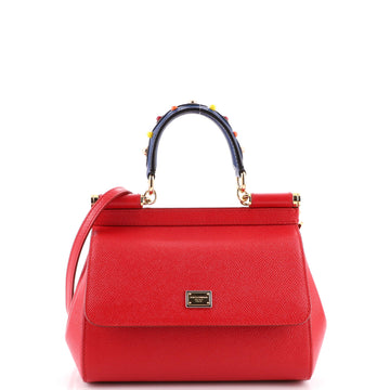 Dolce & Gabbana Miss Sicily Bag Leather with Studded Handle Small