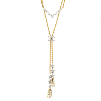 Chanel CC Stars Lariat Necklace Metal with Crystals