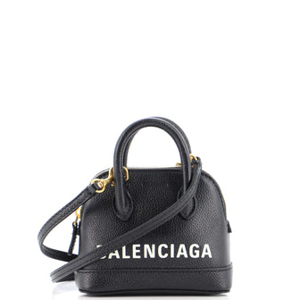 Balenciaga Logo Ville Bag Leather Nano