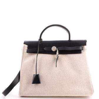 Hermes Herbag Toile and Leather PM