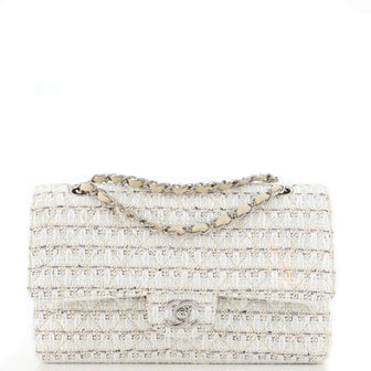Chanel Vintage Classic Double Flap Bag Quilted Tweed Medium