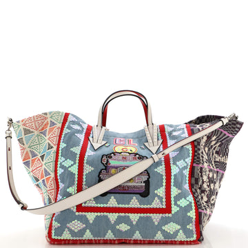 Christian Louboutin Caba Tote Motif Embroidered Jacquard Large