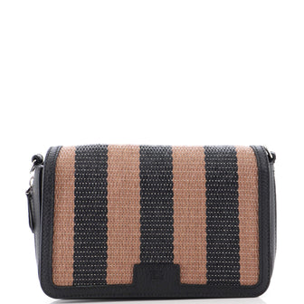 Fendi Expandable Flap Bag Pequin Raffia and Leather Small