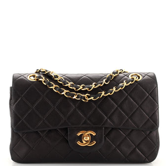 Chanel Vintage Classic Double Flap Bag Quilted Lambskin Small