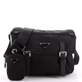 Prada Double Buckle Flap Messenger Bag Re-Nylon Medium