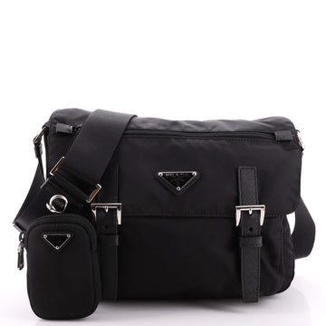 Prada Double Buckle Flap Messenger Bag Re-Nylon Medium