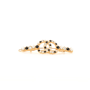 Chanel CC Hair Clip Barrette Metal with Crystal and Faux Pearls