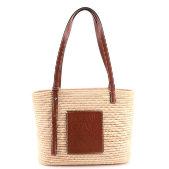 Loewe Square Basket Tote Woven Raffia Small