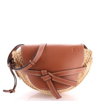 Loewe Gate Shoulder Bag Leather with Raffia Small