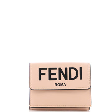Fendi Logo Trifold Wallet Embossed Leather Micro