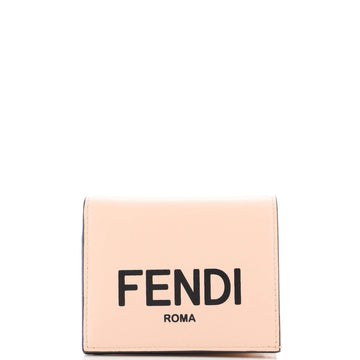 Fendi Logo Flap Card Case Embossed Leather