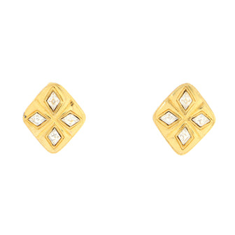 Chanel Vintage Diamond Clip-On Earrings Metal with Crystals