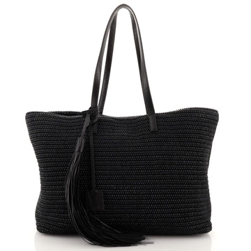 Saint Laurent Shopper Tote Woven Raffia East West