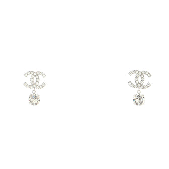 Chanel CC Teardrop Dangle Earrings Metal with Crystals