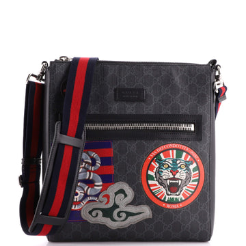 Gucci Night Courrier Zip Messenger GG Coated Canvas with Applique Medium