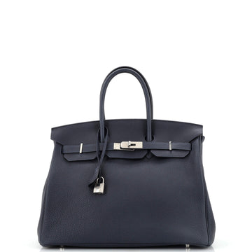 Hermes Birkin Handbag Blue Togo with Palladium Hardware 35