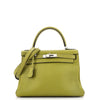 Hermes Kelly Handbag Vert Chartreuse Clemence with Palladium Hardware 28