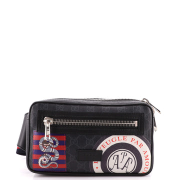Gucci Night Courrier Waist Bag GG Coated Canvas with Applique