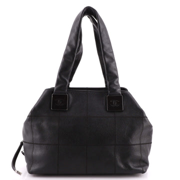 Chanel Square Stitch Bowler Bag Quilted Caviar Medium