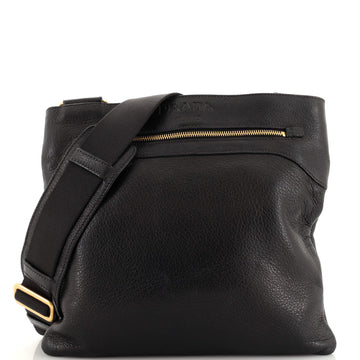 Prada Front Pocket Zip Messenger Bag Vitello Daino Large