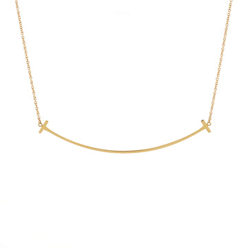 Tiffany & Co. T Smile Pendant Necklace 18K Yellow Gold Large