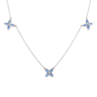 Tiffany & Co. Victoria 3 Motif Pendant Necklace 18K White Gold with Sapphires