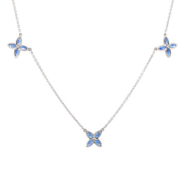 Tiffany & Co. Victoria 3 Motif Pendant Necklace 18K White Gold with Sapphires