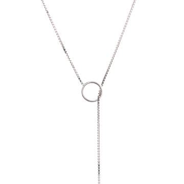 Gucci Logo Lariat Necklace 18K White Gold