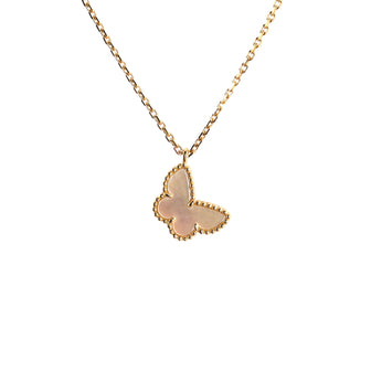 Van Cleef & Arpels Sweet Alhambra Butterfly Pendant Necklace 18K Yellow Gold and Mother of Pearl