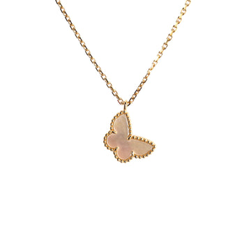 Van Cleef & Arpels Sweet Alhambra Butterfly Pendant Necklace 18K Yellow Gold and Mother of Pearl