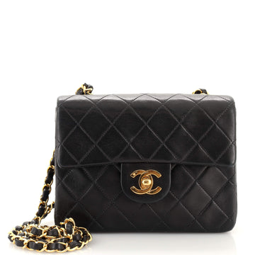 Chanel Vintage Square Classic Single Flap Bag Quilted Lambskin Mini
