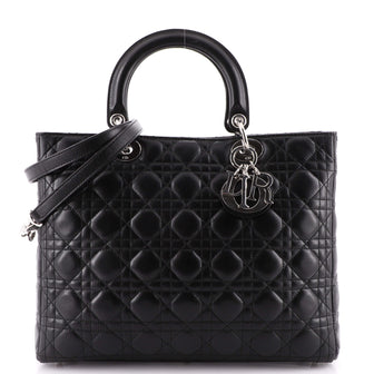Christian Dior Vintage Lady Dior Bag Cannage Quilt Lambskin Large