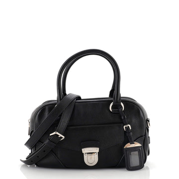 Prada Front Pocket Pushlock Convertible Boston Bag Vitello Daino Small