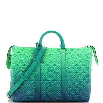 Louis Vuitton Keepall Tote Limited Edition Illusion Monogram Taurillon  Leather Blue 217940105