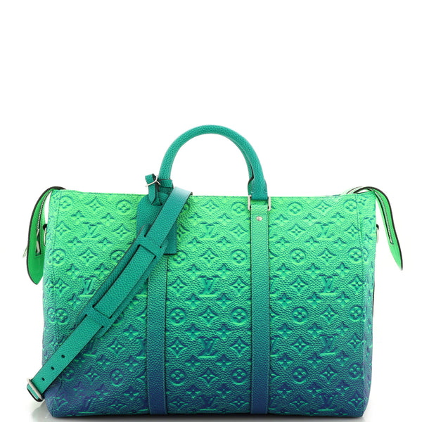 Louis Vuitton Keepall Tote Taurillon Illusion Blue/Green in Leather with  Silver-tone - US