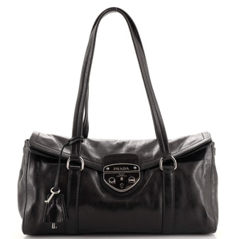 Prada Antic Pushlock Shoulder Bag Leather Medium